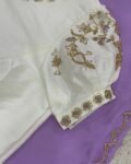 pure silk lavender sari with hand embroidery blouse/saree with maggam blouse/raw silk zardosi blouse/hand embroidered blouse organza saree