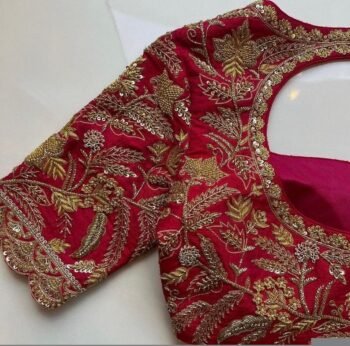 pure silk hand embroidery bridal blouse/ maggam blouse/red bridal zardosi blouse/red hand embroidered blouse/heavy embroidery wedding blouse