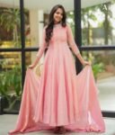 Hand embroidered peach Tissue anarkali with dupatta/anarkali suit set /peach kurta with dupatta USA/Indian dresses/tissue suit with dupatta