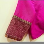 Pink Raw Silk Saree Blouse: Hand Embroidered Zardosi Maggam