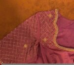 Pure silk hand embroidery blouse/saree maggam light pink blouse/blush pink saree blouse/hand embroidered blouse/onion pink ready made blouse