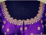 pure silk hand embroidery blouse/saree maggam blouse/purple zardosi blouse usa/hand embroidered moderblouse/purple ready made blouse zardosi