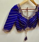 Navy blue silk hand embroidery blouse/blue saree maggam work blouse/blue saree blouse/hand embroidered blouse/blue ready made blouse zardosi