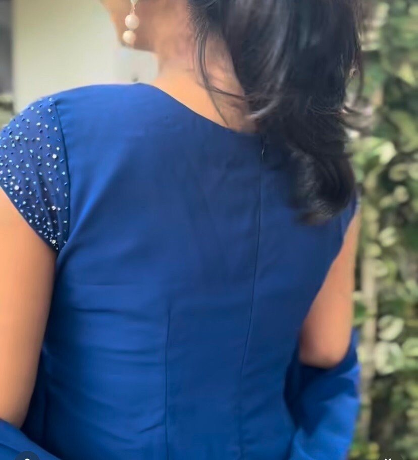 Blue Anarkali suit usa/short sleeve anarkali kurta/blue anarkali with dupatta/hand embroidered dress/blue kurta with dupatta/blue dress usa