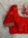 pure silk hand embroidery blouse/ saree maggam blouse/ zardosi blouse usa/hand embroidered moderblouse/orange ready made blouse zardosi usa