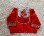 pure silk hand embroidery blouse/ saree maggam blouse/ zardosi blouse usa/hand embroidered moderblouse/orange ready made blouse zardosi usa