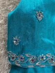 pure silk hand embroidery blouse/blue maggam blouse /raw silk zardosi blouse/blue hand embroidered blouse/designer readymade handwork blouse