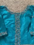pure silk hand embroidery blouse/blue maggam blouse /raw silk zardosi blouse/blue hand embroidered blouse/designer readymade handwork blouse