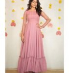 Pink Anarkali suit usa/full sleeve anarkali kurta/blush anarkali gown/hand embroidered gown/peach pink kurta/coral pink long party dress usa