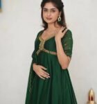 Hand embroidered green Anarkali/festive anarkali suit with dupatta/ green designer anarkali gown USA/green anarkali/Zardosi hand work dress
