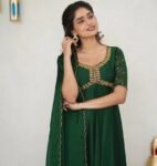 Hand embroidered green Anarkali/festive anarkali suit with dupatta/ green designer anarkali gown USA/green anarkali/Zardosi hand work dress