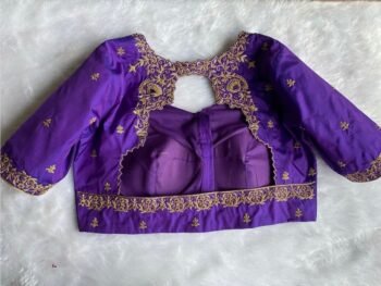 pure silk hand embroidery blouse/saree maggam blouse/purple zardosi blouse hand embroidered moderblouse/purple ready made blouse zardosi