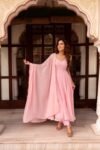 Hand embroidered pink Anarkali with dupatta/straight kurta suit set /pink kurta with dupatta USA/Indian dresses/pink suit set with dupatta s