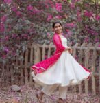 Hand embroidered Anarkali dress/cream anarkali suit set/white hand work anarkali with dupatta/white kurta/Anarkali with pants and dupatta