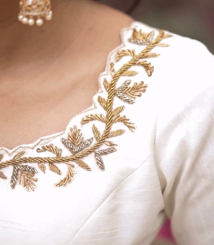 Hand embroidered Anarkali dress/cream anarkali suit set/white hand work anarkali with dupatta/white kurta/Anarkali with pants and dupatta