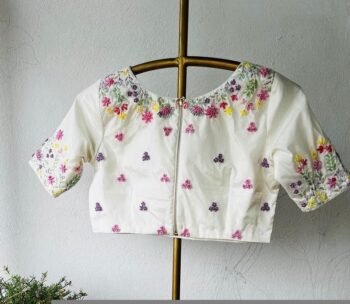 pure silk hand embroidery blouse/cream maggam blouse/pure raw silk zardosi blouse/hand embroidered blouse/cream designer ready made blouse