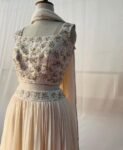 Women’s lehenga set/cream croptop lehenga/Indian crop top skirt USA/hand embroidered lehenga set dupatt/cream silk skirt/white lehenga choli