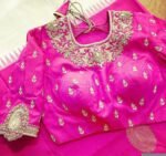 pure silk hand embroidery blouse/saree maggam blouse/hot pink zardosi blouse/hand embroidered blouse /magenta pink ready made blouse zardosi