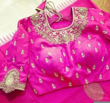 pure silk hand embroidery blouse/saree maggam blouse/hot pink zardosi blouse/hand embroidered blouse /magenta pink ready made blouse zardosi