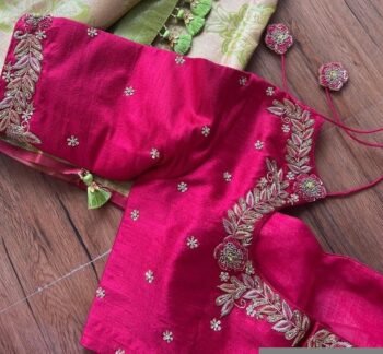 pure silk hand embroidery blouse/saree maggam blouse/purple zardosi blouse/hand embroidered blouse /magenta pink ready made blouse zardosi