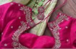 pure silk hand embroidery blouse/saree maggam blouse/purple zardosi blouse/hand embroidered blouse /magenta pink ready made blouse zardosi