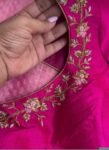 pure silk hand embroidery blouse/saree maggam blouse/hot pink zardosi blouse/hand embroidered blouse /magenta pink ready made blouse zardosi