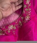pure silk hand embroidery blouse/saree maggam blouse/hot pink zardosi blouse/hand embroidered blouse /magenta pink ready made blouse zardosi