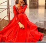 Red Anarkali suit usa/anarkali red kurta full sleeve/orange red full sleeve anarkali/red anarkali/Indian dresses/red anarkali with dupatta