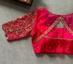 pure silk hand embroidery blouse/saree maggam blouse/hot pink zardosi blouse/hand embroidered blouse /magenta pink ready made blouse zardosi