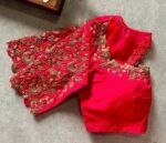 pure silk hand embroidery blouse/saree maggam blouse/hot pink zardosi blouse/hand embroidered blouse /magenta pink ready made blouse zardosi