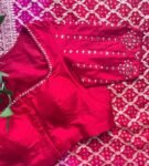 pure silk red hand embroidery blouse/saree maggam blouse/raw silk zardosi blouse/red mirror handembroidered blouse/ready made blouse zardosi
