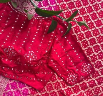 pure silk red hand embroidery blouse/saree maggam blouse/raw silk zardosi blouse/red mirror handembroidered blouse/ready made blouse zardosi