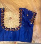 pure silk hand embroidery blouse/bluesaree maggam blouse/zardosi blouse usa/hand embroidered blouse/royal blue ready made blouse zardosi usa