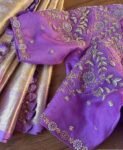Lavender hand embroidery blouse/saree maggam work blouse/hand embroidery saree blouse/hand embroidered blouse/lavender ready made blouse usa