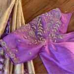 Lavender hand embroidery blouse/saree maggam work blouse/hand embroidery saree blouse/hand embroidered blouse/lavender ready made blouse usa
