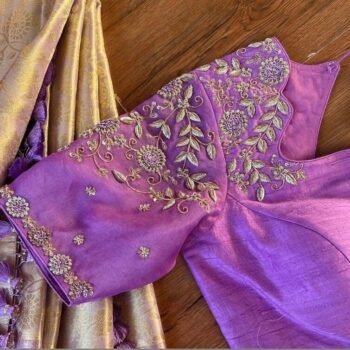 Lavender hand embroidery blouse/saree maggam work blouse/hand embroidery saree blouse/hand embroidered blouse/lavender ready made blouse