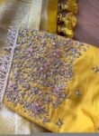 pure silk hand embroidery blouse/saree maggam yellow blouse/yellow blouse/heavy hand embroidered blouse/ready made blouse zardosi/voggish us