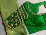 pure silk green hand embroidery blouse/saree maggam blouse/raw silk zardosi blouse/green hand embroidered blouse/ready made green blouse usa