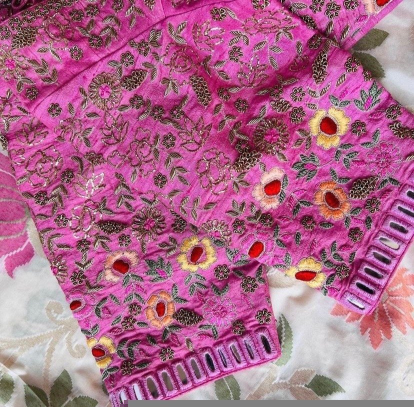 pure silk hand embroidery bridal blouse/ maggam blouse /bridal zardosi blouse / all over hand embroidered blouse / heavy embroidery blouse
