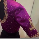 pure silk hand embroidery blouse/saree maggam blouse/purple zardosi blouse/hand embroidered blouse /magenta pink ready made blouse zardosi