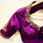 pure silk hand embroidery blouse/saree maggam blouse/purple zardosi blouse/hand embroidered blouse /magenta pink ready made blouse zardosi