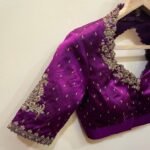 pure silk hand embroidery blouse/saree maggam blouse/purple zardosi blouse/hand embroidered blouse /magenta pink ready made blouse zardosi