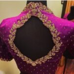 pure silk hand embroidery blouse/saree maggam blouse/purple zardosi blouse/hand embroidered blouse /magenta pink ready made blouse zardosi
