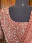 Pink Ruffle saree/neutral ruffle saree with stitched blouse/readymade saree belt with blouse/silk ruffle saree/saree with belt/lehenga saree