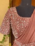 Pink Ruffle saree/neutral ruffle saree with stitched blouse/readymade saree belt with blouse/silk ruffle saree/saree with belt/lehenga saree