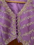pure silk hand embroidery bridal blouse/maggam blouse/bridal zardosi blouse/lavender hand embroidered blouse/heavy stripes embroidery blouse