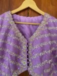 pure silk hand embroidery bridal blouse/maggam blouse/bridal zardosi blouse/lavender hand embroidered blouse/heavy stripes embroidery blouse