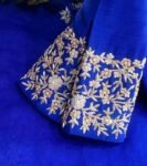 pure silk blue sari set with hand embroidery blouse/saree with maggam blouse/red saree zardosi blouse/hand embroidered blouse organza saree