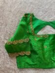 pure silk green multicolor hand embroidery blouse/saree maggam blouse/ raw silk zardosi blouse /hand embroidered blouse / ready made blouse