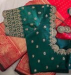 pure silk hand embroidery blouse/saree maggam blouse/green zardosi blouse usa/hand embroidered moderblouse/green ready made blouse zardosi